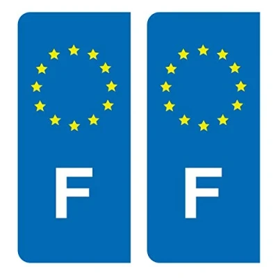Abbildung von Hadexia Aufkleber für Nummernschild, Auto, F, Frankreich, EU, Blau, Sterne Gelb