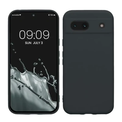 Abbildung von kwmobile Handyhülle kompatibel mit Google Pixel 8a Hülle Handy Case aus weichem Silikon in Heidelbeerblau