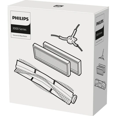 Abbildung von Philips Bodenwischer Set XV1433/00 (Packung, 4 St), für Saugroboter XU3000/02, XU3110/02 mit 2x Filter, 1x Seitenbürsten