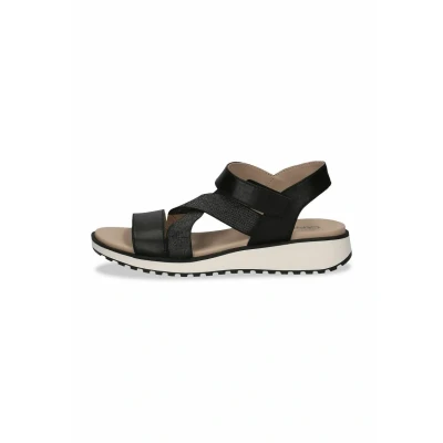 Abbildung von CAPRICE Damen Sandalen flach aus Leder Glitzer, Schwarz (Black Nappa), 38 EU