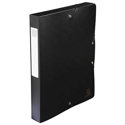 Abbildung von Exacompta 59781E Sammelbox OPAK mit Gummizug 40 mm breit aus blickdichtem Kunststoff Rückenschild für DIN A4 Archivbox Heftbox Dokumentenbox Zeichenbox schwarz