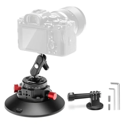 Abbildung von NEEWER 6&quot; Camera Suction Cup Mount Saugnapf Halterung mit Kugelkopf Magic Arm, 2 Pack Metall Autohalterung für Kamera, Luftpumpen Vakuum auf Auto Fensterglas 1/4&quot; 3/8&quot; ARRI Montagelöchern, CA013