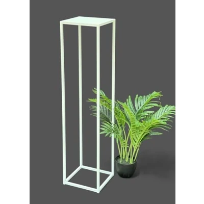Abbildung von DanDiBo Blumenhocker Metall Weiß Eckig 100 cm Blumenständer Beistelltisch 96569 Blumensäule Pflanzenständer Pflanzenhocker Modern