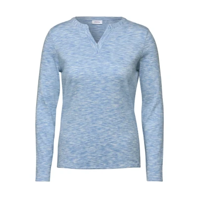 Abbildung von CECIL Damen B322609 Shirt Mit Rippstruktur, Light Blue Melange, XXL EU