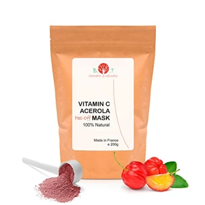 Abbildung von B.O.T cosmetic &amp; wellness Acerola Vitamin C Peel Off Gesichtsmaske 30x mehr als eine Orange Kollagen und Elastin Synthese Anti Falten Flecken, Pink, 200 g