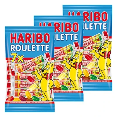 Abbildung von Haribo Roulette, 3er Pack, Fruchtgummi, Gummibärchen, Weingummi, Süßigkeit, Tüte