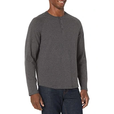 Abbildung von Amazon Essentials Herren Henley Shirt mit Langen Ärmeln und normaler Passform (erhältlich in Big &amp; Tall), Dunkelgrau Meliert, XXL