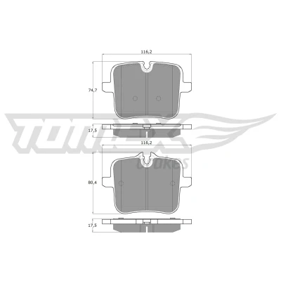 Abbildung von TOMEX brakes TX 60 07 Bremsbelagsatz Hinterachse für Verschleißwarnanzeiger vorbereitet BMW: 5 Limousine, 7, X5