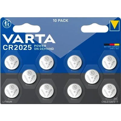 Abbildung von VARTA Batterien Knopfzellen CR2025, 10 Stück, Power on Demand, Lithium, 3V, kindersichere Verpackung, für Smart Home Geräte, Autoschlüssel und weitere Anwendungen [Exklusiv bei Amazon]