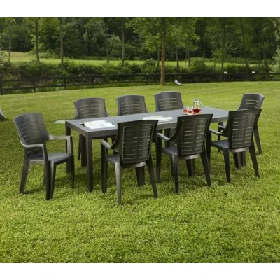 Abbildung von Dmora Gartentisch Susa, Rechteckiger ausziehbarer Esstisch, Gartentisch, 100 % Made in Italy, Cm 150x90h72, Anthrazit