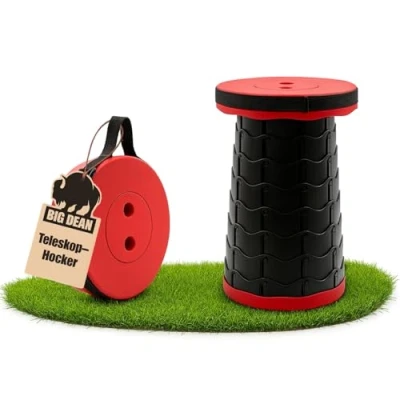 Abbildung von BigDean Teleskophocker 150kg rot Hocker klappbar Campinghocker faltbar Falthocker Camping