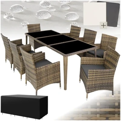 Abbildung von tectake Sitzgruppe Monaco, (Set, 9 tlg), Tisch und Stuhl Set