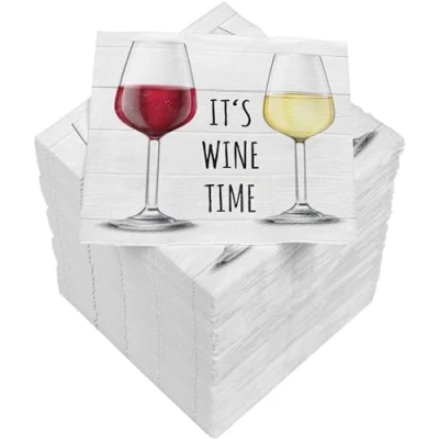 Abbildung von HEKU &#039;It&#039;s Wine Time&#039; Cocktail Servietten, 3 lagig, 25x25cm, 150 Stück I Stilvolles Design Ideal für Feiern Praktisch Verpackt