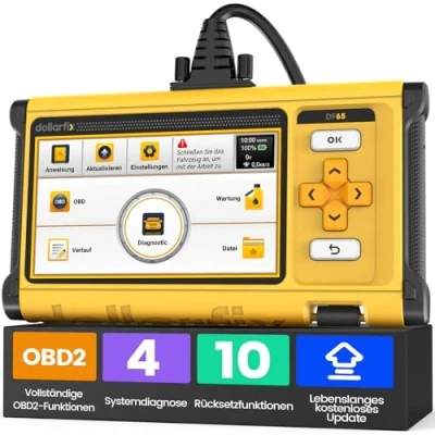 Abbildung von DollarFix Diagnosegerät Auto mit 4 System Motor Getriebe ABS SRS, OBD2 für Alle Fahrzeuge 10 Reset Funktionen Öl EPB SAS, Aktive Tests, AutoVIN &amp; Kostenlose Lebenslange Updates