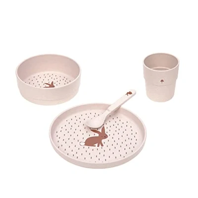 Abbildung von LÄSSIG Kindergeschirr Set Little Forest, Hase (4 tlg), 1 Personen, Polypropylen, Zellulose, mit Teller, Schale, Becher und Löffel