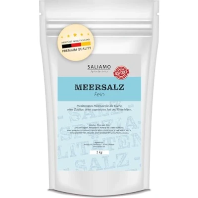Abbildung von 1KG Mediterranes Meersalz fein, frei von Zusätzen ohne zugesetztes Jod oder Rieselhilfe Saliamo