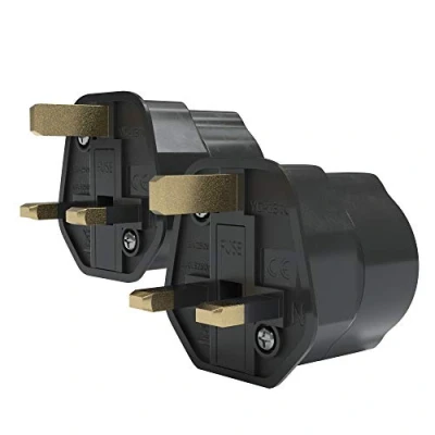 Abbildung von EAZY CASE 2x Travel Adapter UK Reiseadapter Stromstecker Stromadapter Typ G, 2er Reisestecker Set DE England 3 Pin Steckdose Schwarz