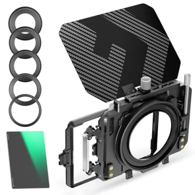 Abbildung von K&amp;F Concept Kit Matte Box mit ND8 4 x 5.65 Filter für DSLR und spiegellose Kameras, kompatibel 67mm/72mm/77mm/82mm/95mm Objektiven