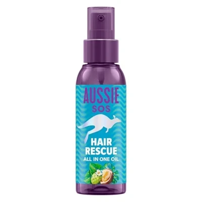 Abbildung von Aussie SOS Hair Rescue All in One Haaröl, 100 ml, um das Haar zu entwirren und glätten, während es Spliss verhindert Stunden lang hydratisiert hält. Vegane Formel (Paket kann