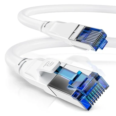 Abbildung von CSL 15m CAT 8.1 Netzwerkkabel 40 Gbits LAN Kabel Patchkabel Datenkabel 8 High Speed Gigabit Ethernet Cable 40000 Mbits Glasfaser Geschwindigkeit S/FTP PIMF Schirmung RJ45 Stecker