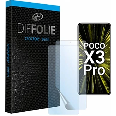 Abbildung von Crocfol Schutzfolie vom Testsieger [2 St.] kompatibel mit Xiaomi Poco X3 Pro selbstheilende Premium 5D Langzeit Panzerfolie (Case Friendly)