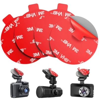 Abbildung von volport 3M Klebepads Dash Cam Hitzebeständig Doppelseitig Extra Stark Runde VHB Klebeband Tape für Windschutzscheibe Nextbase Garmin Dashcam Kamera GPS Handyhalterung GoPro, 4 Stück 56mm/2.2&quot;