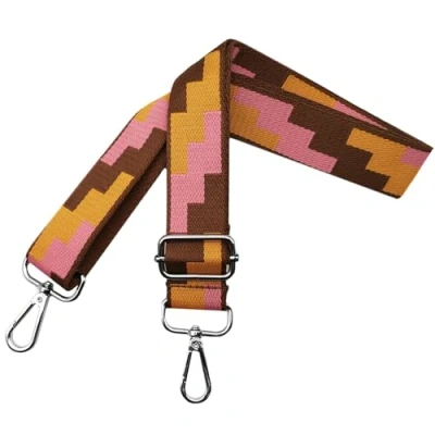 Abbildung von Taschengurte zum Wechseln Verstellbarer Schultergurt für Taschen, Taschengurt Breit 3.8 cm Schulterriemen mit Silber Karabiner Damen Tragegurt Schultertasche und Handtaschen, Braun Rosa, J6