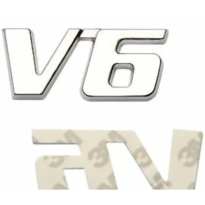 Abbildung von 3D Metall Chrom V6 Motor Auto Aufkleber Emblem Logo Schriftzug 3M Kleber NEU