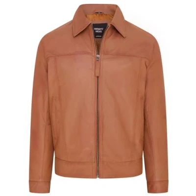 Abbildung von Infinity Leather Klassische Herren Harrington Bikerjacke aus 100% Nappaleder