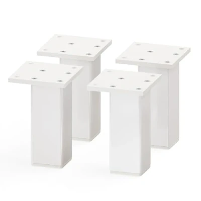 Abbildung von sossai® Aluminium Möbelfüße MFV2 4er Set Vierkant Profil: 38 x mm Farbe: Weiß Höhe: 100mm