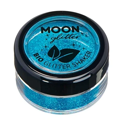 Abbildung von Biologisch abbaubarer Öko Glitter von Moon 100% kosmetischer Bio für Gesicht, Körper, Nägel, Haare und Lippen 5g Blau