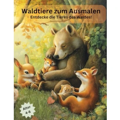 Abbildung von Waldtiere zum Ausmalen: Entdecke die Tiere des Waldes!: 42 abenteuerliche Malvorlagen für Kinder von 4 bis 8 Jahren