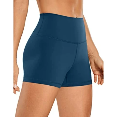 Abbildung von CRZ Yoga Naked Feeling Damen Kurze Leggings High Waist Blickdicht Fithess Shorts Radlerhose Sporthose 7cm FRANZÖSISCHE Marine 40
