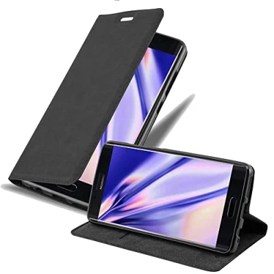 Abbildung von Cadorabo Hülle kompatibel mit Huawei Mate 9 PRO aus Premium Kunst Leder Flip Klappbare Stoßfeste Magnetische [Standfunktion] [Kartenfächern] Cover für Tasche in Schwarz