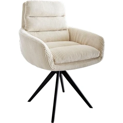 Abbildung von Drehstuhl Abelia Flex mit Armlehnen Cord Beige Kreuzgestell kantig Schwarz 180 drehbar
