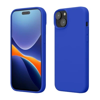 Abbildung von kwmobile Hülle für das iPhone 15 Plus Silikon Handy Case stoßfeste Handyhülle mit weicher Oberfläche Baltik Blau