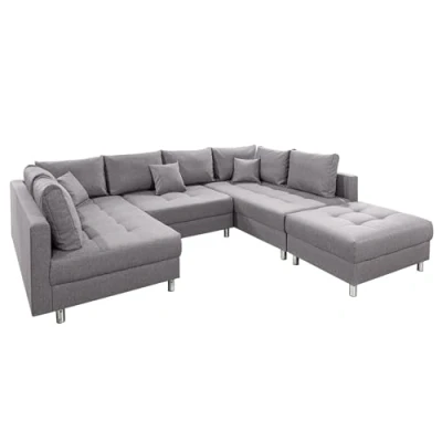 Abbildung von riess ambiente Wohnlandschaft KENT 305cm grau, Set 4 Teile, Wohnzimmer · XXL U Form mit Federkern Stoffbezug Modern Design