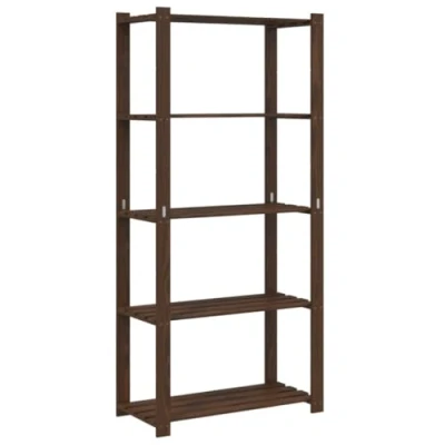 Abbildung von vidaXL Lagerregal, Regal mit 5 Böden, Multifunktional Holzregal für Küche Bad Büro, Schwerlastregal Kellerregal Werkstattregal, Braun Massivholz Kiefer