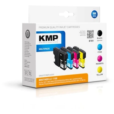Abbildung von KMP Druckerpatronen B78V schwarz, cyan, magenta, gelb kompatibel zu brother LC 1100VALBP, 4er Set
