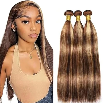 Abbildung von Tuheerst Human Hair Bundles Straight 3 Menschliches Haar Brasilianisches Echthaar Tressen Blonde P427 100% Unprocessed Brazilian Remy for Woman 16 Zoll