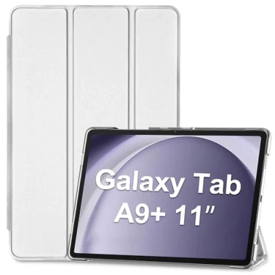 Abbildung von ProCase Hülle für Samsung Galaxy Tab A9+ / A9 Plus 11 Zoll 2023 (SM X210), Dreifache Schutzhülle Case 11&quot; A9+/A9 Plus, Dünn Leicht Smart Cover mit Translucent Frosted Rückhülle Silber