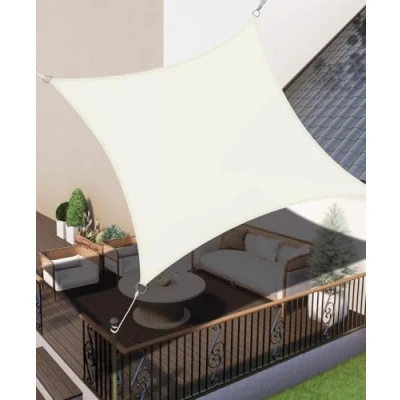 Abbildung von LOVE STORY Sonnensegel 2x2m Wasserdicht Rechteckig Cremeweiß Sonnenschutz Windschutz Segel PES Polyester,95% UV Schutz für Außenbereich, Terrasse, Balkon, Garten