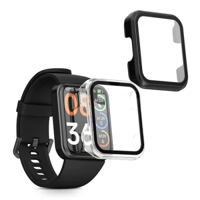 Abbildung von kwmobile 2X Cover kompatibel mit SKG V7 / Pro Hülle Fullbody Fitnesstracker Case Set aus Glas Transparent Schwarz