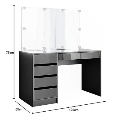 Abbildung von Vicco Schminktisch Sherry, Anthrazit Hochglanz, 120 cm mit LED Beleuchtung