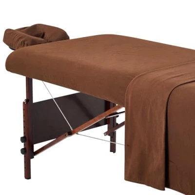 Abbildung von Master Massage Flanell 3er Set Überzug Spanntuch, Laken, Kopfkissenüberzug für Massageliege Salon Baumwolle Braun