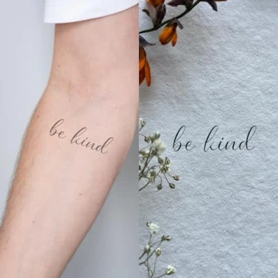 Abbildung von be kind Inkster Tattoo vegane &amp; wasserfeste Temporäre Tattoos für Erwachsene EU Kosmetikzertifizierte Farbe revolutionäres 2 Wochen Premium Klebetattoos