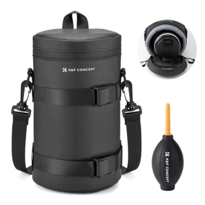 Abbildung von K&amp;F Concept Objektivtasche, wasserdichte Reißverschluss Objektivbeutel, Stoßfeste Objektivköcher, Allround Objektiv Tasche Kamerabeutel für DSLR SLR Durchmesser und Höhe unter 11x22cm, XL