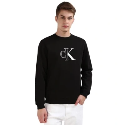Abbildung von Calvin Klein Jeans Outline Monologo CREW NECK Sweatshirt, Herren, Größe: XS, Black