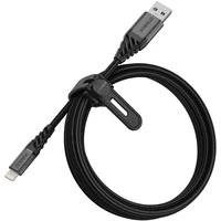 Abbildung von OtterBox verstärktes, umflochtendes Premium USB A auf Lightning Kabel, Mfi zertifiziert, Ladekabel für iPhone und iPad, Ultra Robust getestet Biegsamkeit Flexibilität, 2M, Schwarz