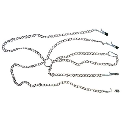 Abbildung von Nippelklammern „Nipple &amp; Clit Clamps“ mit Halskette und Intimklammern